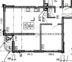 2-к квартира, вторичка, 54м2, 9/12 этаж