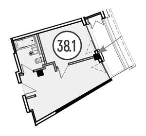 1-к квартира, вторичка, 38м2, 1/4 этаж