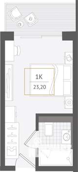 1-к квартира, вторичка, 23м2, 4/10 этаж