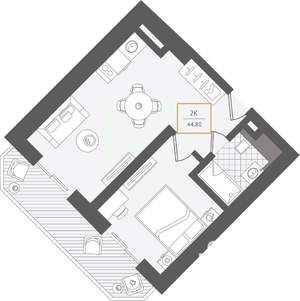 2-к квартира, вторичка, 45м2, 4/10 этаж