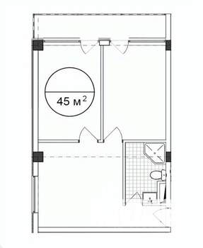 1-к квартира, вторичка, 45м2, 2/4 этаж
