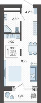 Студия квартира, вторичка, 24м2, 10/19 этаж