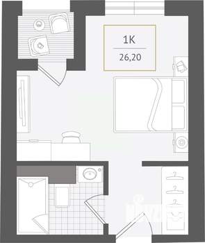 1-к квартира, вторичка, 26м2, 6/10 этаж
