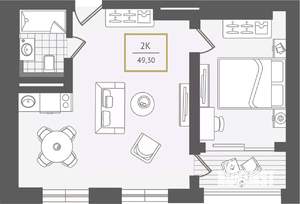 2-к квартира, вторичка, 50м2, 6/10 этаж