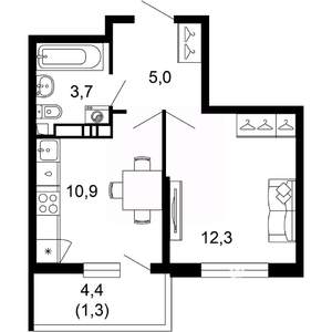 1-к квартира, вторичка, 33м2, 6/17 этаж