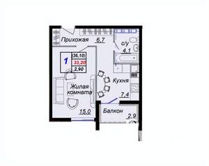 1-к квартира, вторичка, 36м2, 11/16 этаж
