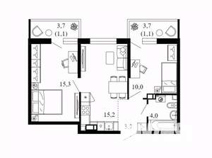 2-к квартира, вторичка, 52м2, 10/12 этаж