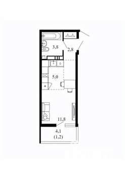 Студия квартира, вторичка, 25м2, 13/17 этаж