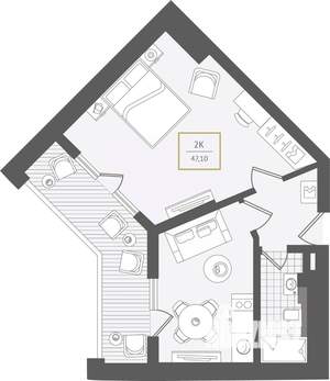 2-к квартира, вторичка, 48м2, 3/10 этаж