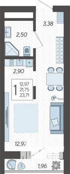 Студия квартира, строящийся дом, 24м2, 17/19 этаж