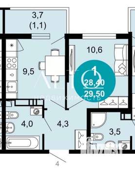 1-к квартира, вторичка, 32м2, 12/15 этаж