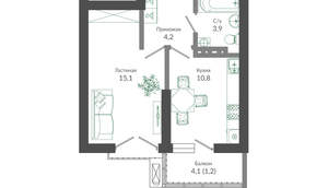 1-к квартира, вторичка, 35м2, 12/12 этаж