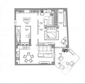 3-к квартира, вторичка, 79м2, 8/14 этаж