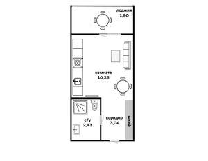 Студия квартира, вторичка, 18м2, 12/19 этаж