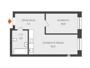 1-к квартира, вторичка, 39м2, 2/3 этаж