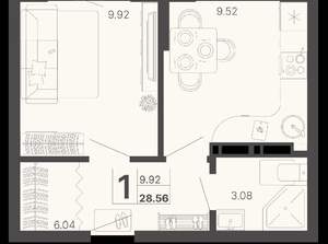 1-к квартира, вторичка, 29м2, 6/11 этаж
