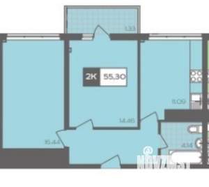 2-к квартира, вторичка, 56м2, 4/17 этаж