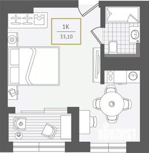 1-к квартира, вторичка, 33м2, 2/10 этаж