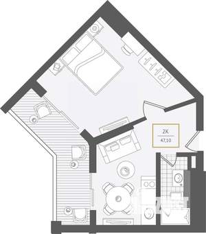 2-к квартира, вторичка, 48м2, 7/10 этаж