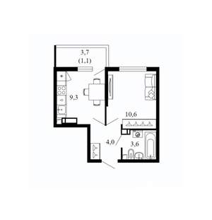 1-к квартира, вторичка, 29м2, 9/17 этаж