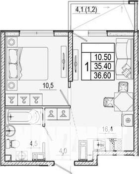 2-к квартира, вторичка, 37м2, 7/17 этаж