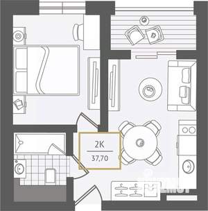 2-к квартира, вторичка, 38м2, 9/10 этаж