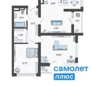 3-к квартира, вторичка, 66м2, 10/19 этаж