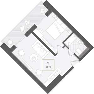 2-к квартира, вторичка, 45м2, 8/10 этаж