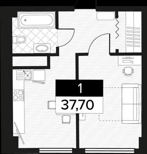 1-к квартира, вторичка, 38м2, 5/14 этаж
