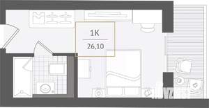 1-к квартира, вторичка, 26м2, 4/10 этаж