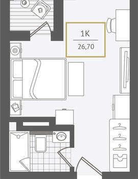 1-к квартира, вторичка, 27м2, 4/10 этаж