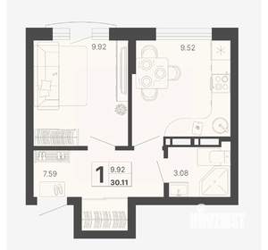 1-к квартира, вторичка, 30м2, 16/20 этаж