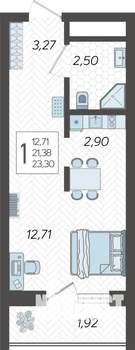Студия квартира, строящийся дом, 24м2, 18/19 этаж