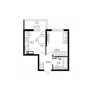 1-к квартира, вторичка, 29м2, 3/17 этаж