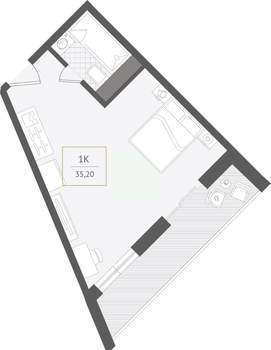 1-к квартира, вторичка, 35м2, 7/10 этаж