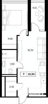 2-к квартира, вторичка, 42м2, 6/16 этаж