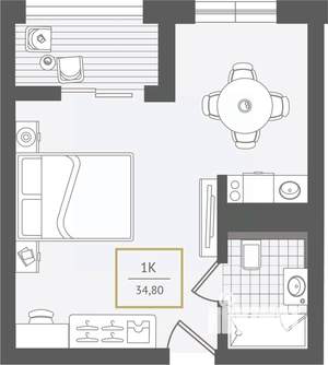 1-к квартира, вторичка, 35м2, 7/10 этаж