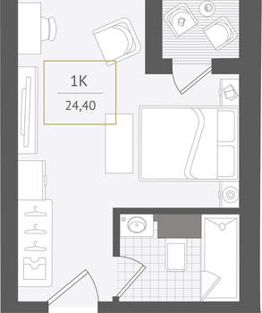 1-к квартира, вторичка, 24м2, 8/10 этаж