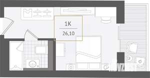 1-к квартира, вторичка, 26м2, 4/10 этаж