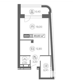 1-к квартира, вторичка, 50м2, 4/7 этаж