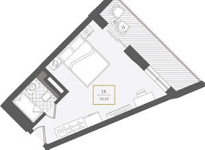 1-к квартира, вторичка, 34м2, 10/10 этаж