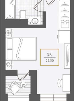 Студия квартира, вторичка, 23м2, 5/10 этаж
