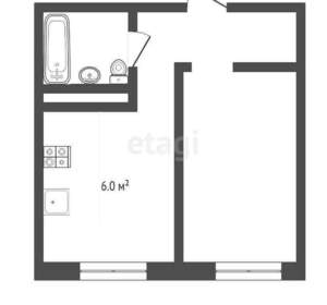 1-к квартира, вторичка, 36м2, 4/12 этаж