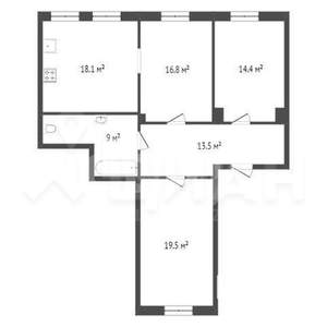 3-к квартира, вторичка, 92м2, 6/6 этаж