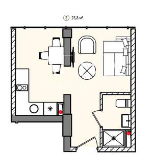 1-к квартира, вторичка, 24м2, 3/5 этаж