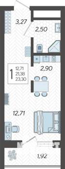 Студия квартира, строящийся дом, 23м2, 16/19 этаж