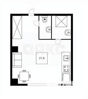 Студия квартира, вторичка, 23м2, 2/9 этаж
