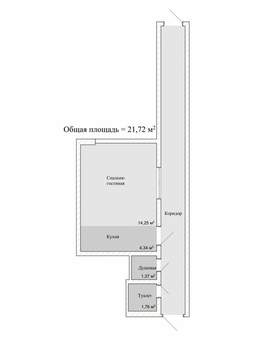Студия квартира, вторичка, 22м2, 1/4 этаж