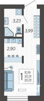 Студия квартира, строящийся дом, 20м2, 2/19 этаж