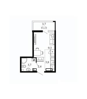 Студия квартира, вторичка, 20м2, 3/17 этаж